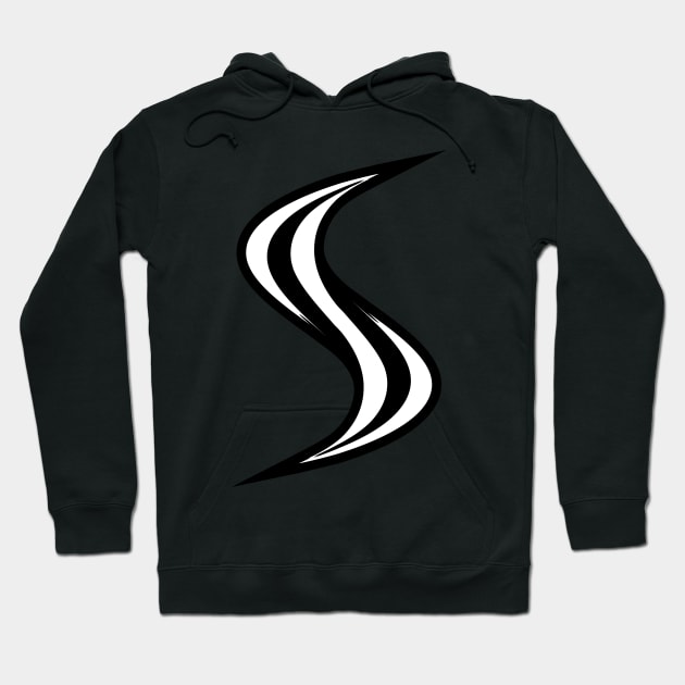 Smellville ‘S’ Logo White with Black Outline Hoodie by MOULE